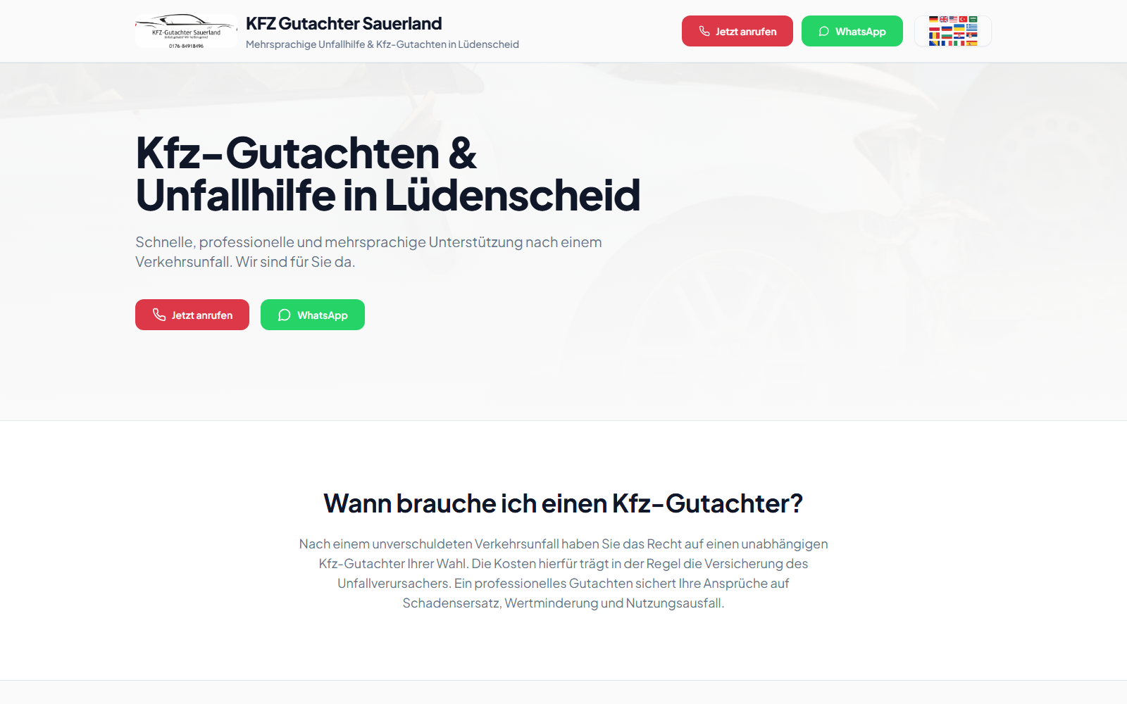 KFZ-Gutachter Sauerland — in 15 Sprachen